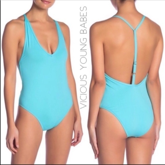 NWT VYB Y tonal super scoop one piece swimsuit Medium M teal free shipping - Picture 1 of 7